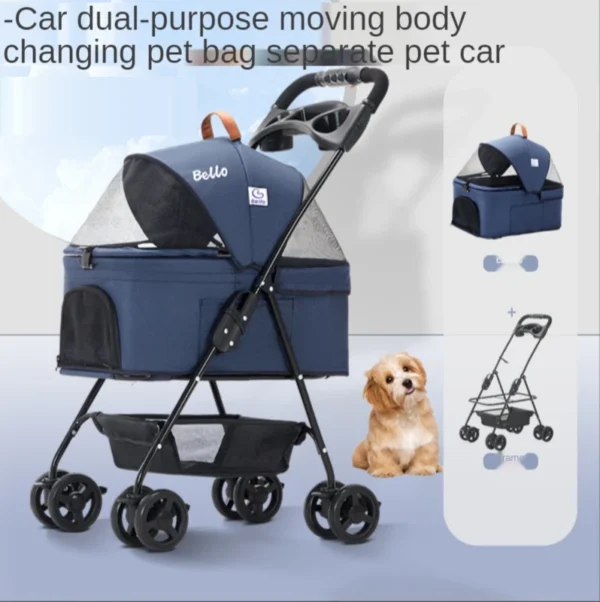 Pet Stroller for Dogs Cats Luxury Dog Carrier Strollers Breathable Travel Stroller Pushchair Separation Four-Wheeled Strollers